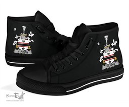 Irish Coonan or O'Conan Coat of Arms Family Crest Ireland High Top Shoes (Women's/Men's) Black/ White Irish Shoes