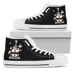 Irish Coonan or O'Conan Coat of Arms Family Crest Ireland High Top Shoes (Women's/Men's) Black/ White Irish Shoes