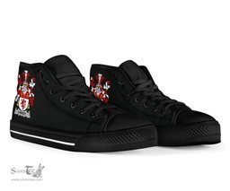 Irish Carney Coat of Arms Family Crest Ireland High Top Shoes (Women's/Men's) Black/ White Irish Shoes