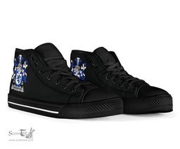 Irish Creighton Coat of Arms Family Crest Ireland High Top Shoes (Women's/Men's) Black/ White Irish Shoes