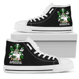 Irish Callaghan or O'Callaghan Coat of Arms Family Crest Ireland High Top Shoes (Women's/Men's) Black/ White Irish Shoes