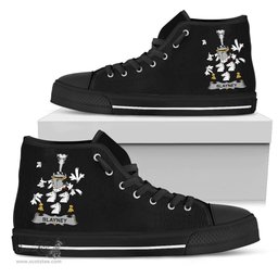 Irish Blayney Coat of Arms Family Crest Ireland High Top Shoes (Women's/Men's) Black/ White Irish Shoes