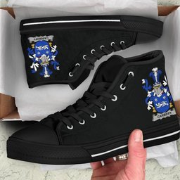 Irish Carbery Coat of Arms Family Crest Ireland High Top Shoes (Women's/Men's) Black/ White Irish Shoes