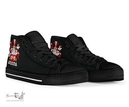 Irish Corcoran or McCorcoran Coat of Arms Family Crest Ireland High Top Shoes (Women's/Men's) Black/ White Irish Shoes