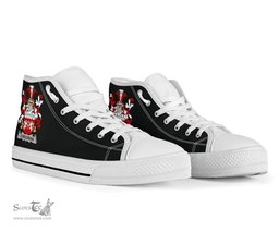 Irish Corcoran or McCorcoran Coat of Arms Family Crest Ireland High Top Shoes (Women's/Men's) Black/ White Irish Shoes