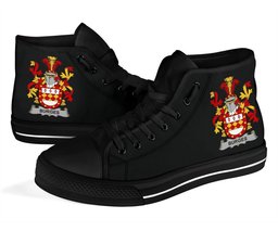 Irish Burges Coat of Arms Family Crest Ireland High Top Shoes (Women's/Men's) Black/ White Irish Shoes