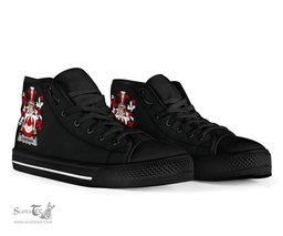 Irish Chapman Coat of Arms Family Crest Ireland High Top Shoes (Women's/Men's) Black/ White Irish Shoes