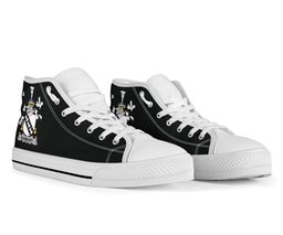 Irish Bunbury Coat of Arms Family Crest Ireland High Top Shoes (Women's/Men's) Black/ White Irish Shoes