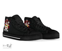 Irish Boland or O'Boland Coat of Arms Family Crest Ireland High Top Shoes (Women's/Men's) Black/ White Irish Shoes