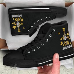 Irish Carroll or O'Carroll Coat of Arms Family Crest Ireland High Top Shoes (Women's/Men's) Black/ White Irish Shoes