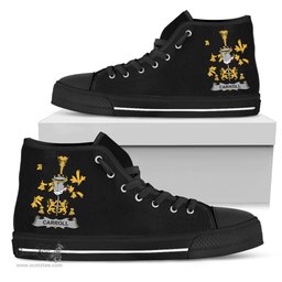 Irish Carroll or O'Carroll Coat of Arms Family Crest Ireland High Top Shoes (Women's/Men's) Black/ White Irish Shoes