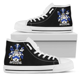 Irish Durrant Coat of Arms Family Crest Ireland High Top Shoes (Women's/Men's) Black/ White Irish Shoes
