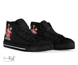Irish Caulfield or Gaffney Coat of Arms Family Crest Ireland High Top Shoes (Women's/Men's) Black/ White Irish Shoes