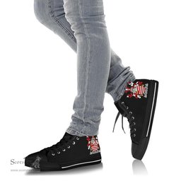 Irish Caulfield or Gaffney Coat of Arms Family Crest Ireland High Top Shoes (Women's/Men's) Black/ White Irish Shoes