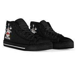 Irish Drew Coat of Arms Family Crest Ireland High Top Shoes (Women's/Men's) Black/ White Irish Shoes