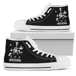 Irish Forstall Coat of Arms Family Crest Ireland High Top Shoes (Women's/Men's) Black/ White Irish Shoes