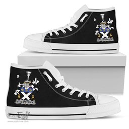 Irish Fitz-Patrick Coat of Arms Family Crest Ireland High Top Shoes (Women's/Men's) Black/ White Irish Shoes