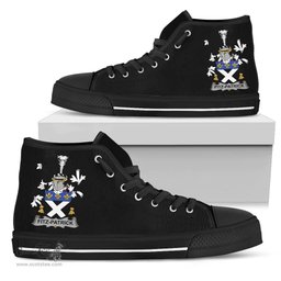 Irish Fitz-Patrick Coat of Arms Family Crest Ireland High Top Shoes (Women's/Men's) Black/ White Irish Shoes
