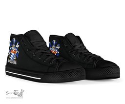 Irish Fleming Coat of Arms Family Crest Ireland High Top Shoes (Women's/Men's) Black/ White Irish Shoes