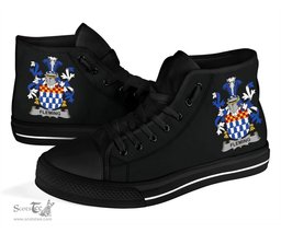 Irish Fleming Coat of Arms Family Crest Ireland High Top Shoes (Women's/Men's) Black/ White Irish Shoes