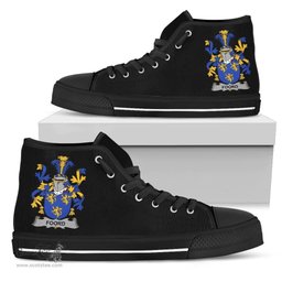 Irish Foord Coat of Arms Family Crest Ireland High Top Shoes (Women's/Men's) Black/ White Irish Shoes