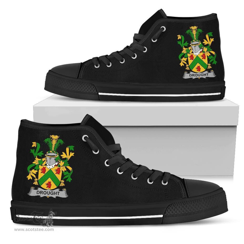 Irish Drought Coat of Arms Family Crest Ireland High Top Shoes (Women's/Men's) Black/ White Irish Shoes