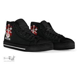 Irish Fitz-Roe Coat of Arms Family Crest Ireland High Top Shoes (Women's/Men's) Black/ White Irish Shoes