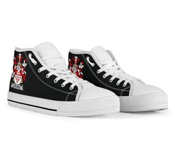 Irish Fitz-Roe Coat of Arms Family Crest Ireland High Top Shoes (Women's/Men's) Black/ White Irish Shoes