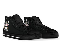 Irish Farmer Coat of Arms Family Crest Ireland High Top Shoes (Women's/Men's) Black/ White Irish Shoes