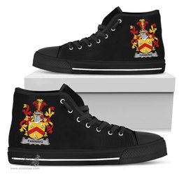 Irish Fanning Coat of Arms Family Crest Ireland High Top Shoes (Women's/Men's) Black/ White Irish Shoes