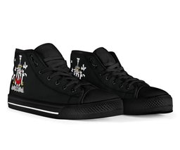 Irish Foy or O'Fie Coat of Arms Family Crest Ireland High Top Shoes (Women's/Men's) Black/ White Irish Shoes