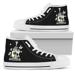 Irish Donnellan or O'Donnellan Coat of Arms Family Crest Ireland High Top Shoes (Women's/Men's) Black/ White Irish Shoes
