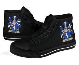 Irish Dehany Coat of Arms Family Crest Ireland High Top Shoes (Women's/Men's) Black/ White Irish Shoes
