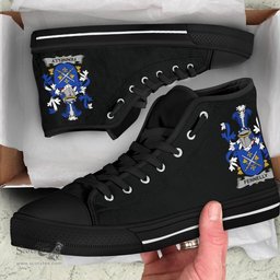 Irish Fennelly or O'Fennelly Coat of Arms Family Crest Ireland High Top Shoes (Women's/Men's) Black/ White Irish Shoes