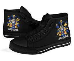 Irish Forde or Consnave Coat of Arms Family Crest Ireland High Top Shoes (Women's/Men's) Black/ White Irish Shoes