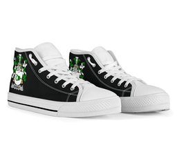 Irish Droney or O'Droney Coat of Arms Family Crest Ireland High Top Shoes (Women's/Men's) Black/ White Irish Shoes