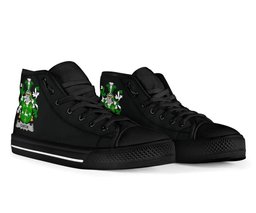 Irish Curtin or McCurtin Coat of Arms Family Crest Ireland High Top Shoes (Women's/Men's) Black/ White Irish Shoes