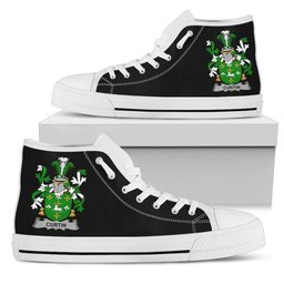 Irish Curtin or McCurtin Coat of Arms Family Crest Ireland High Top Shoes (Women's/Men's) Black/ White Irish Shoes