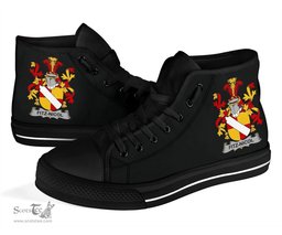 Irish Fitz-Nicol Coat of Arms Family Crest Ireland High Top Shoes (Women's/Men's) Black/ White Irish Shoes