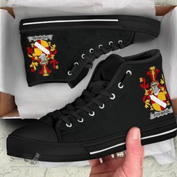 Irish Fitz-Nicol Coat of Arms Family Crest Ireland High Top Shoes (Women's/Men's) Black/ White Irish Shoes