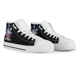 Irish Dodwell Coat of Arms Family Crest Ireland High Top Shoes (Women's/Men's) Black/ White Irish Shoes