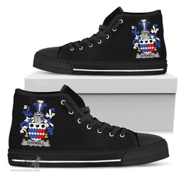 Irish Dodwell Coat of Arms Family Crest Ireland High Top Shoes (Women's/Men's) Black/ White Irish Shoes