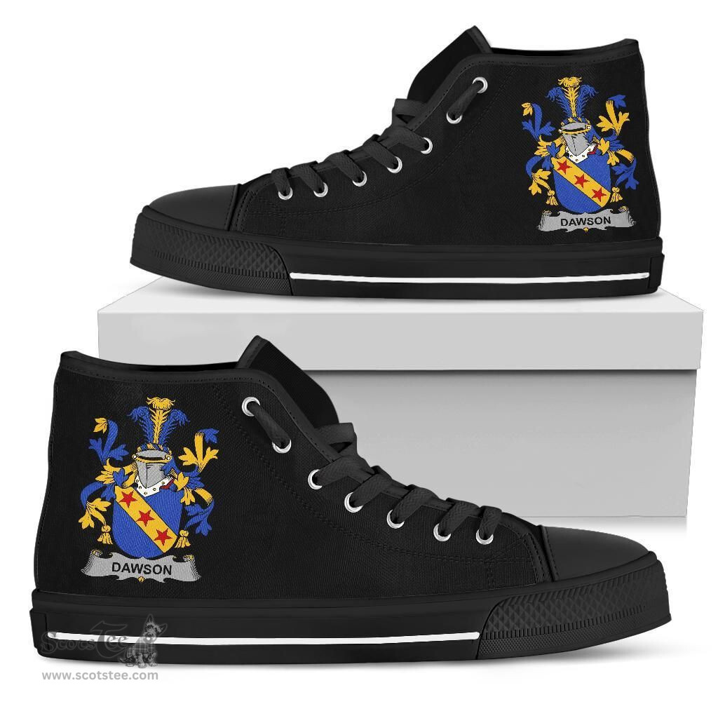 Irish Dawson Coat of Arms Family Crest Ireland High Top Shoes (Women's/Men's) Black/ White Irish Shoes
