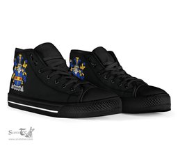 Irish Grainger Coat of Arms Family Crest Ireland High Top Shoes (Women's/Men's) Black/ White Irish Shoes