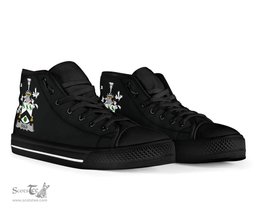 Irish Gold Coat of Arms Family Crest Ireland High Top Shoes (Women's/Men's) Black/ White Irish Shoes