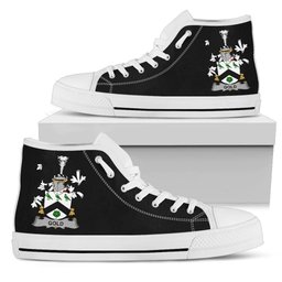 Irish Gold Coat of Arms Family Crest Ireland High Top Shoes (Women's/Men's) Black/ White Irish Shoes