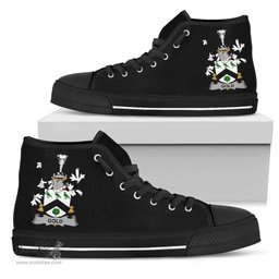 Irish Gold Coat of Arms Family Crest Ireland High Top Shoes (Women's/Men's) Black/ White Irish Shoes