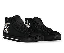 Irish Falls Coat of Arms Family Crest Ireland High Top Shoes (Women's/Men's) Black/ White Irish Shoes