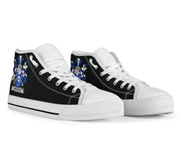 Irish Dalton Coat of Arms Family Crest Ireland High Top Shoes (Women's/Men's) Black/ White Irish Shoes