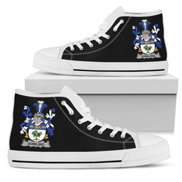 Irish Dowling or O'Dowling Coat of Arms Family Crest Ireland High Top Shoes (Women's/Men's) Black/ White Irish Shoes